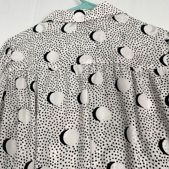 Cabi Eclipse Blouse size S style4340 Moon figures white/Black With Front Buttons - Picture 10 of 11